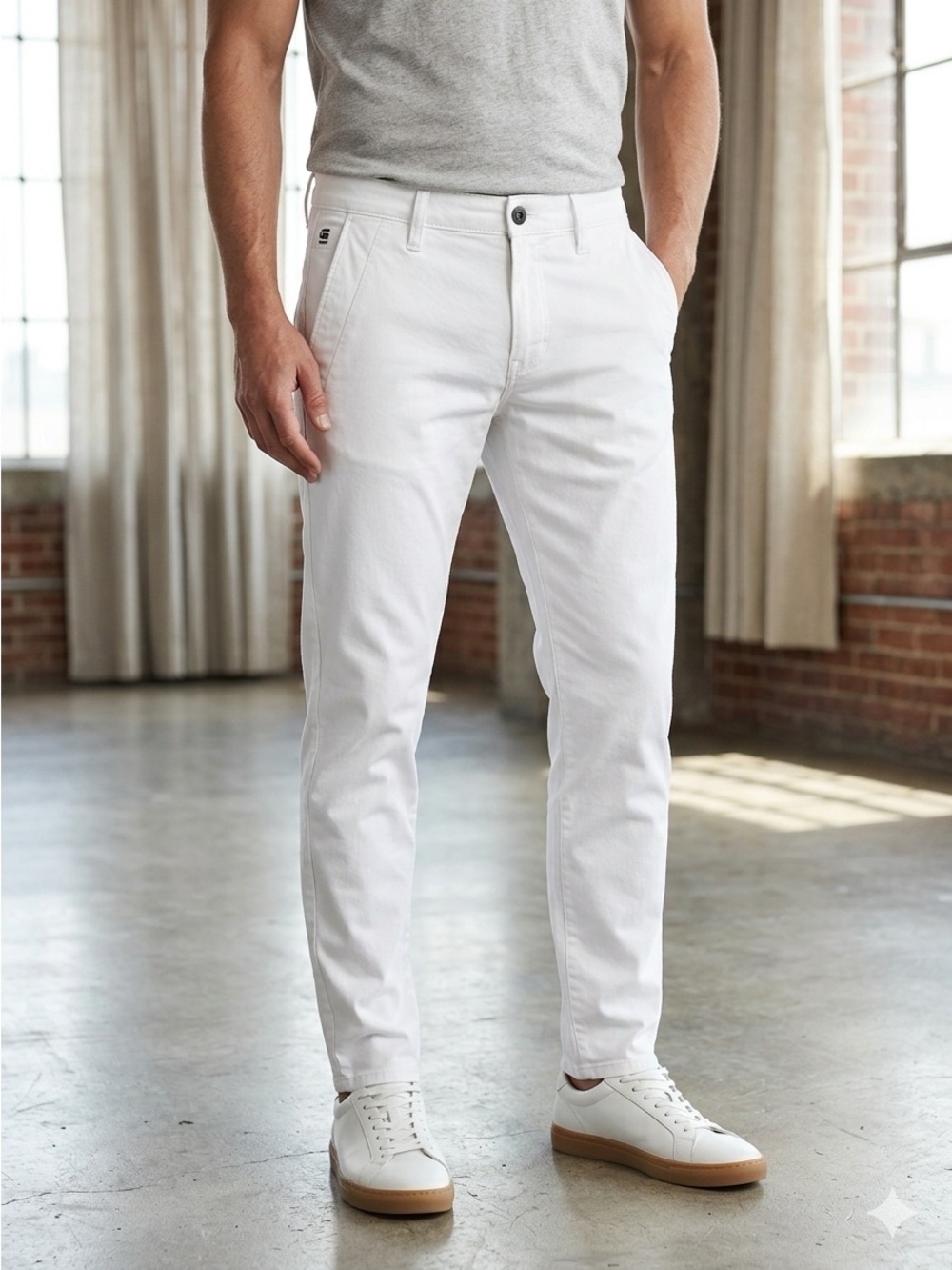G-STAR RAW Men's Bronson Slim Chino Pants in White Waist 30 Length 34